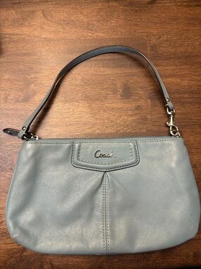 Coach Small Leather Wristlet in Dusty Blue